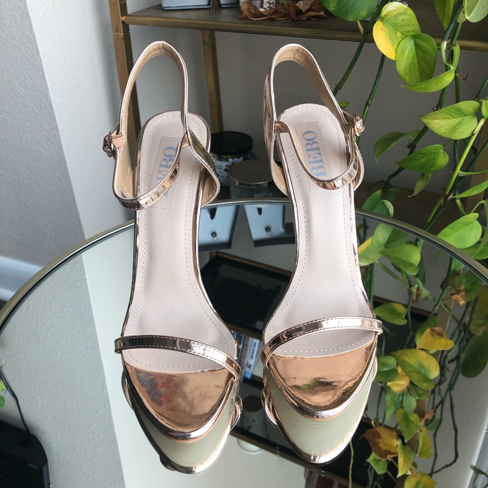Rose Gold Single Strap Heel Sandal